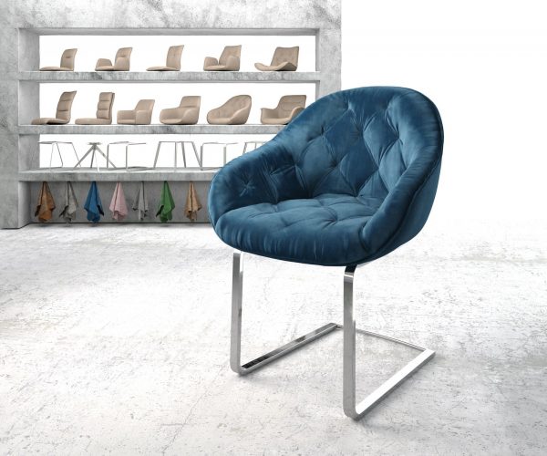 Křeslo Gaio-Flex Modrá Samet Cantilever Flat Chrome-plated