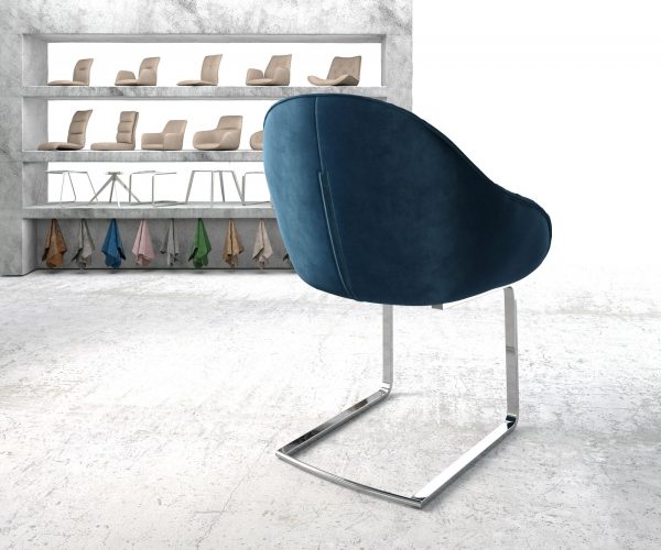 Křeslo Gaio-Flex Modrá Samet Cantilever Flat Chrome-plated - Image 3