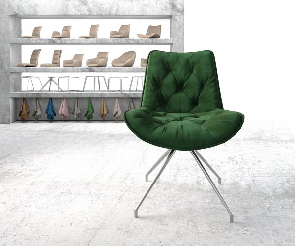 Otočná židle Taimi-Flex Velvet Green Křížový rám kuželový nerezový 180° otočný - Image 2