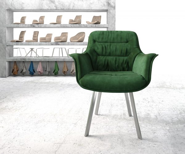 Jídelní židle Kaira-Flex Velvet Green čtyřnohá oválná nerezová ocel - Image 2