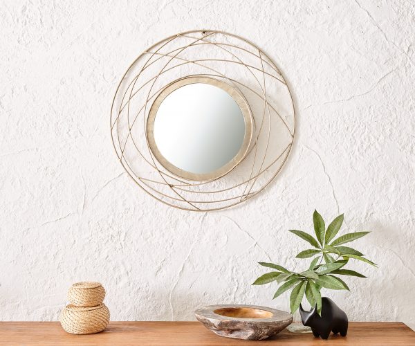 Zrcadlo Ovum Ø 80 cm Zlatý kov