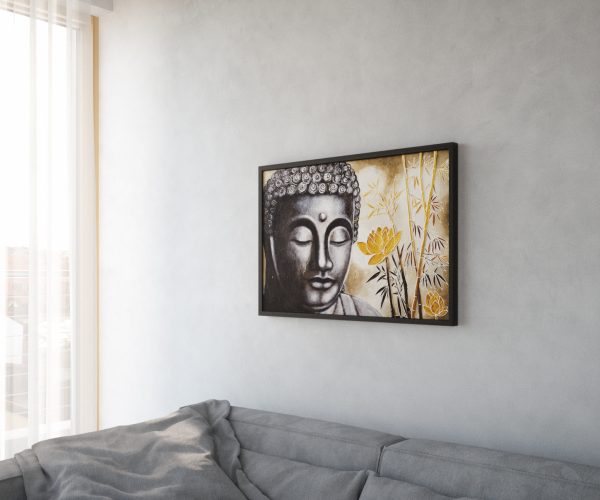Obraz Budha 100x70 cm farebná olejomaľba na dreve - Image 2