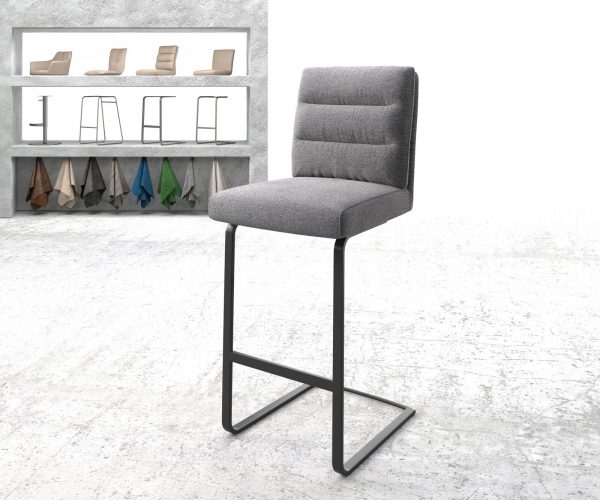 Barová židle Pela-Flex Textured Fabric Light Grey Cantilever Flat Metal