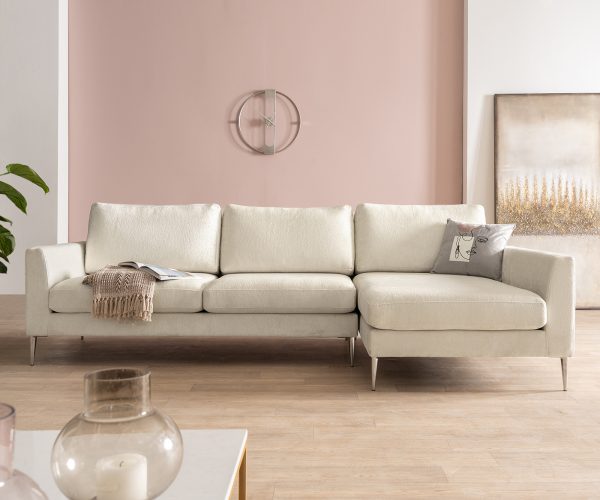 Rohová sedačka Marla 285x140 cm šenil krémová biela lenivá sedačka pravá - Image 2