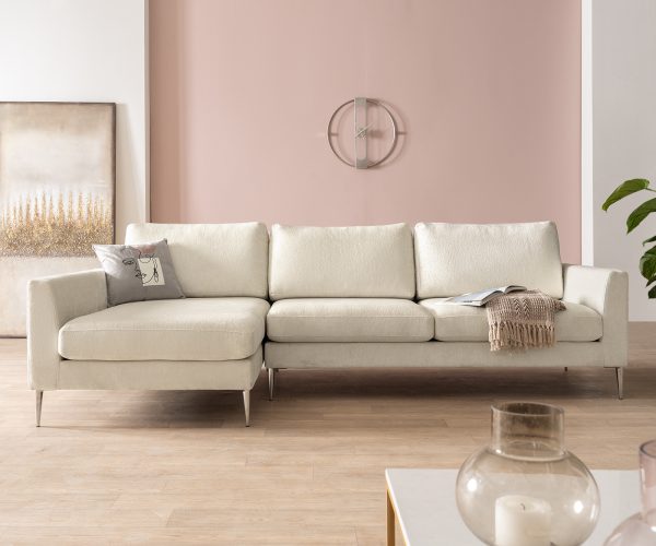 Rohová sedačka Marla 285x140 cm šenil krémová biela lenivá sedačka vľavo - Image 2