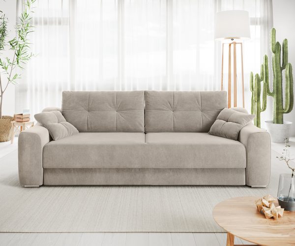 Rozkladacia pohovka Narin z mikrovlákna béžová 240x100 cm