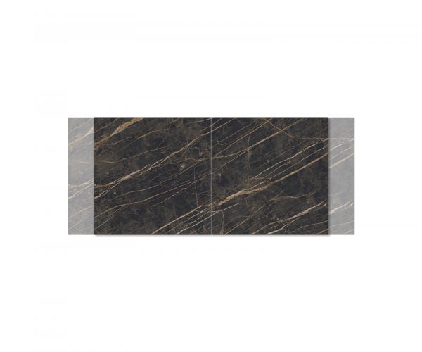 Jídelní stůl Edge 180-220x90cm Laminam® Ceramic Brown Středová noha Flat Steel Silver Rozkládací - Image 4