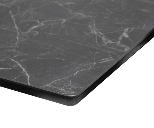 Jedálenský stôl Edge 180-220x90 cm keramika Laminam®Nero Greco antracitová stredová podstava plochá oceľ strieborná rozkladací - Image 5