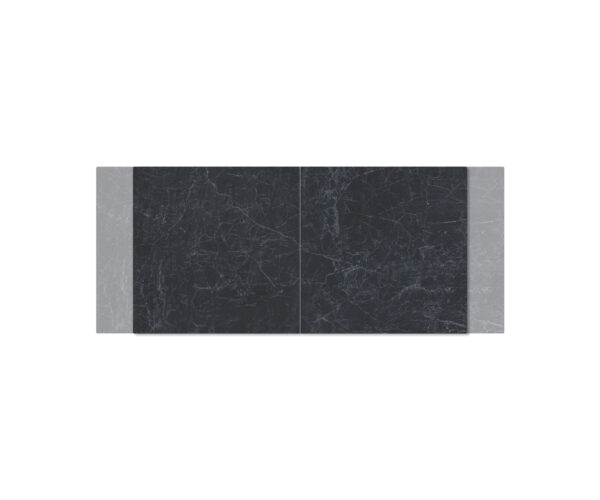 Jedálenský stôl Edge 180-220x90 cm keramika Laminam®Nero Greco antracitová stredová podstava plochá oceľ strieborná rozkladací - Image 4