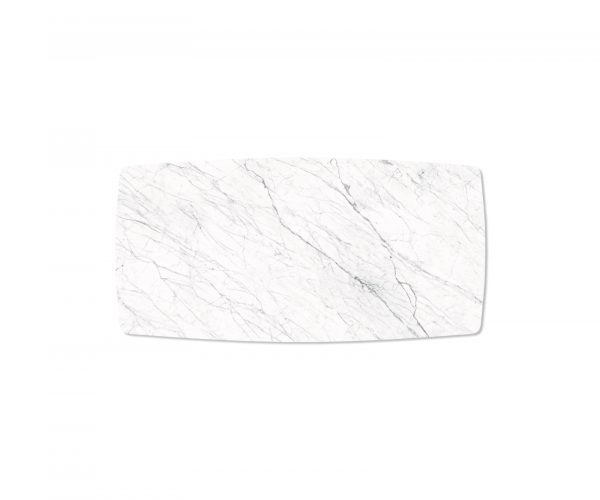 Jedálenský stôl Hrana zaoblená 200x100cm Laminam® keramika biela krížová podnož čierna - Image 4