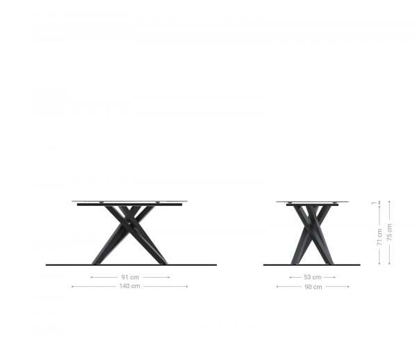 Jídelní stůl 140x90cm Laminam® Keramická Šedý Středová noha Cross Černá - Image 6