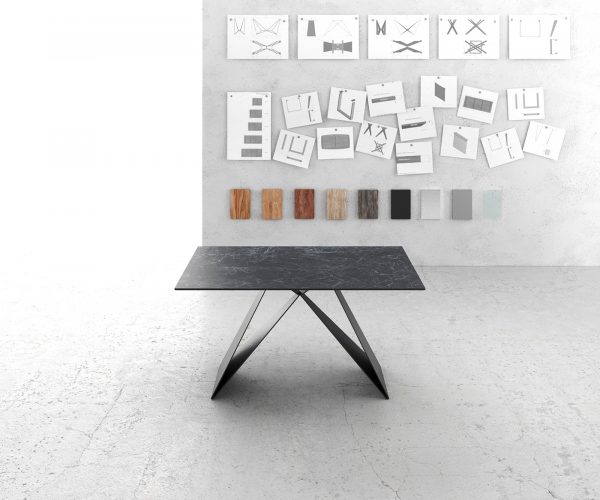 Jídelní stůl Edge 140x90cm Laminam® Keramická Šedý V-Centre Base Černá - Image 2