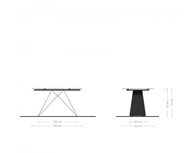 Jídelní stůl Edge 140x90cm Laminam® Keramická Šedý V-Centre Base Černá - Image 6