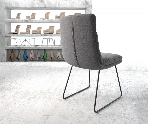 Jídelní židle Abelia-Flex Texturovaná tkanina Světle šedá Rám smyk Černá - Image 3