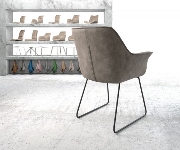 Jedálenská stolička Keila-Flex s podrúčkami taupe vintage tenká základňa čierna - Image 3