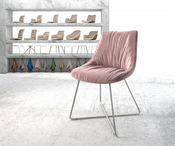 Jídelní židle Elda-Flex Velvet Rosé X-rám nerezová ocel