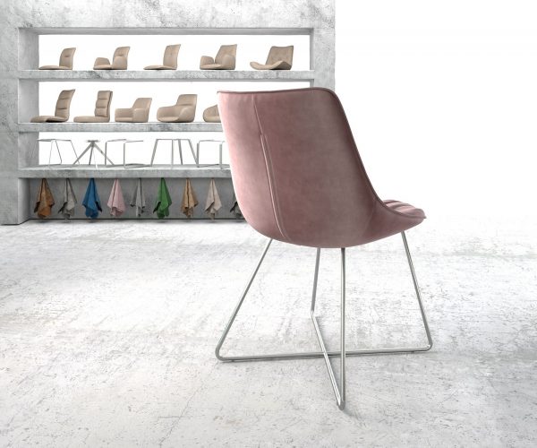 Jídelní židle Elda-Flex Velvet Rosé X-rám nerezová ocel - Image 3