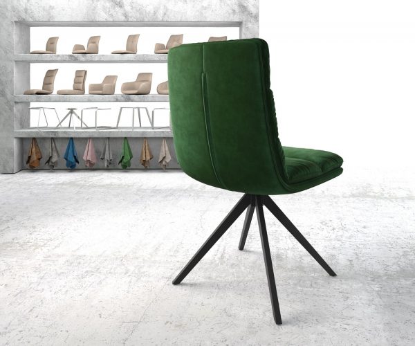 Otočná stolička Abelia-Flex zamatovo zelená krížová základňa zaoblená otočná čierna - Image 3