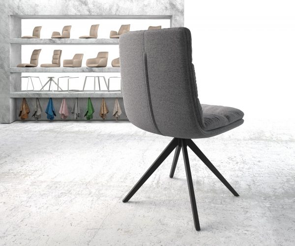 Otočná stolička Abelia-Flex s textúrovanou látkou svetlosivý krížový rám štvorcový čierny otočný o 180° - Image 3