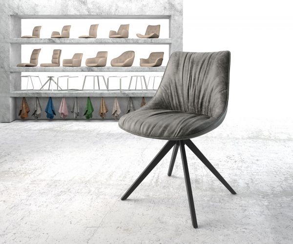 Otočná židle Elda-Flex Grey Antique Cross Frame Edged Black 180° Swivel