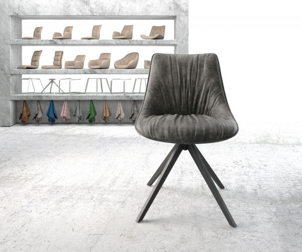 Otočná židle Elda-Flex Grey Antique Cross Frame Edged Black 180° Swivel - Image 2