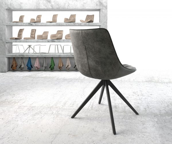 Otočná židle Elda-Flex Grey Antique Cross Frame Edged Black 180° Swivel - Image 3