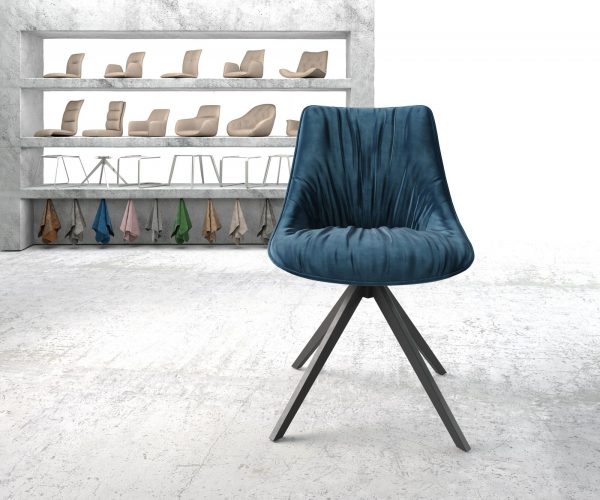 Otočná stolička Elda-Flex velvet blue krížová základňa square swivel black - Image 2