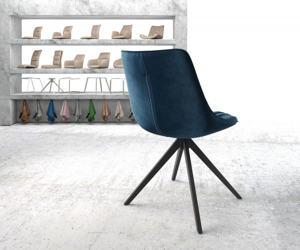 Otočná stolička Elda-Flex velvet blue krížová základňa square swivel black - Image 3