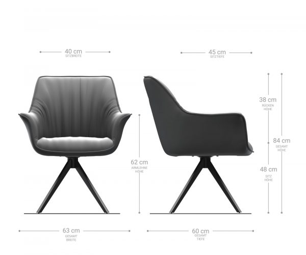 Otočná stolička Keila-Flex s podrúčkami béžová vintage krížová základňa štvorcová čierna - Image 5