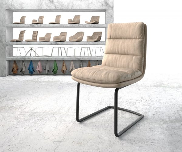 Jídelní židle Abelia-Flex Béžová Vintage Cantilever Round Černá