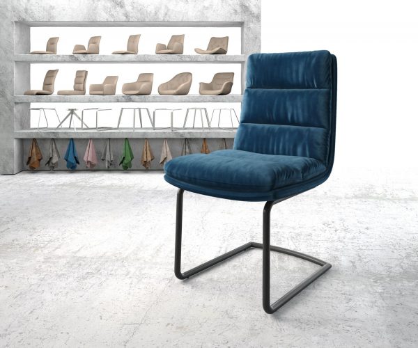 Otočná židle Abelia-Flex Velvet Blue Cantilever Round Black
