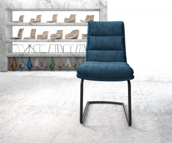 Otočná židle Abelia-Flex Velvet Blue Cantilever Round Black - Image 2