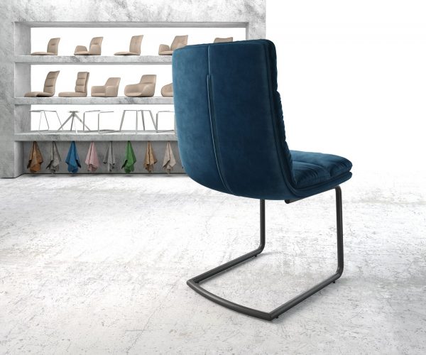 Otočná židle Abelia-Flex Velvet Blue Cantilever Round Black - Image 3
