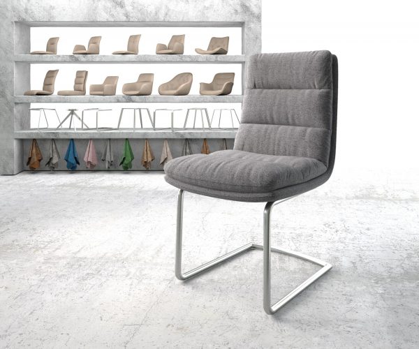 Otočná židle Abelia-Flex Textured Fabric Light Grey Cantilever Round Stainless Steel