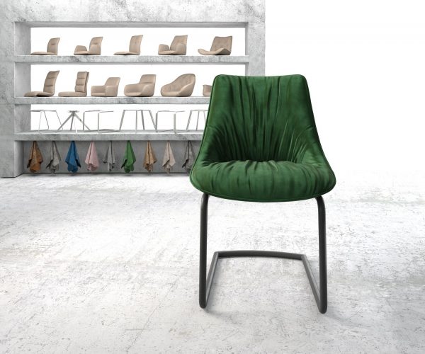 Otočná židle Elda-Flex Velvet Green Cantilever Round Black - Image 2