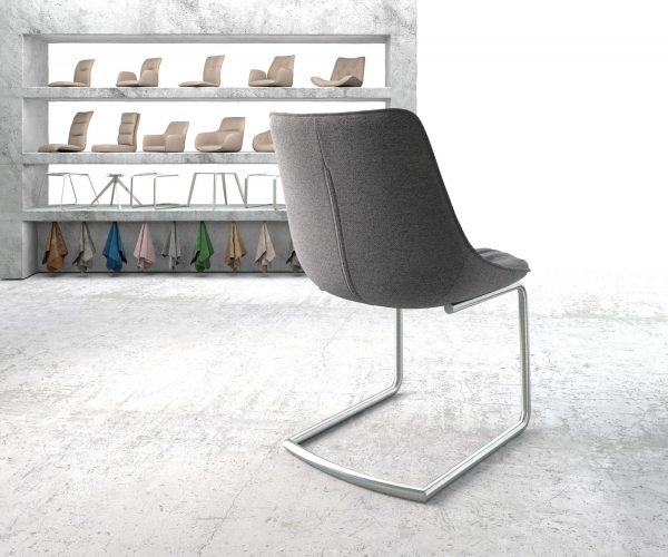 Houpací židle Elda-Flex Textured Fabric Light Grey Cantilever Round Stainless Steel - Image 3