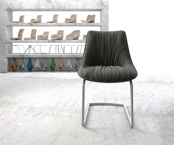 Houpací židle Elda-Flex Textured Fabric Anthracite Cantilever Round Stainless Steel - Image 2