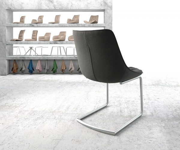 Houpací židle Elda-Flex Textured Fabric Anthracite Cantilever Round Stainless Steel - Image 3
