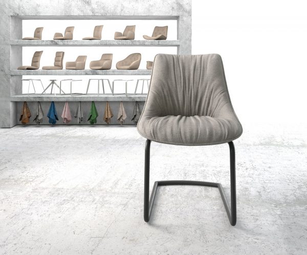Otočná židle Elda-Flex Stripes Light Grey Cantilever Round Black - Image 2