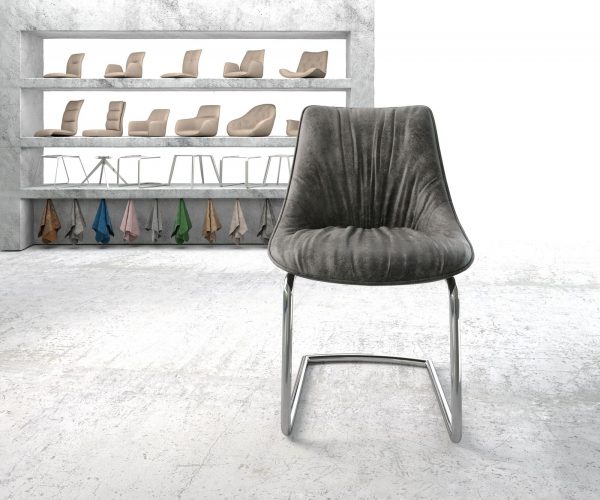 Houpací židle Elda-Flex Grey Antique Cantilever Round Chrome - Image 2
