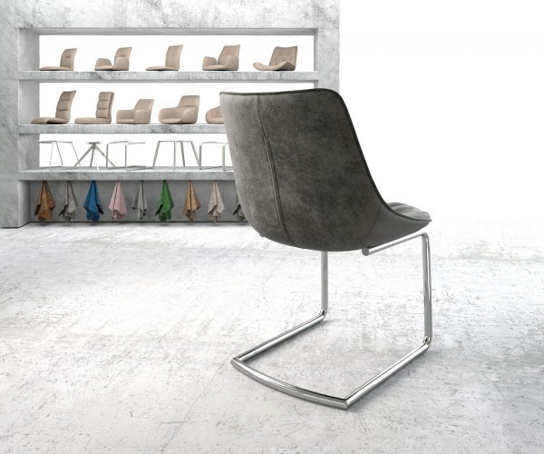 Houpací židle Elda-Flex Grey Antique Cantilever Round Chrome - Image 3