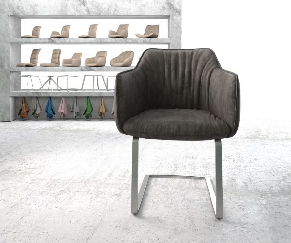 Houpací židle Elda-Flex s područkami Antracit Vintage Cantilever Flat Stainless Steel - Image 2