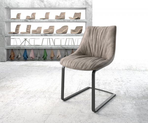 Jedálenská stolička Elda-Flex taupe vintage konzolová základňa plochá čierna