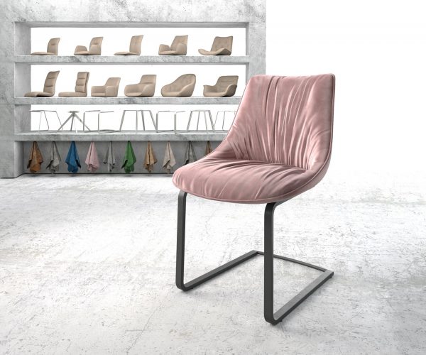 Jedálenská stolička Elda-Flex velvet pink konzolová podnož plochá čierna