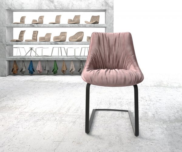 Jedálenská stolička Elda-Flex velvet pink konzolová podnož plochá čierna - Image 2