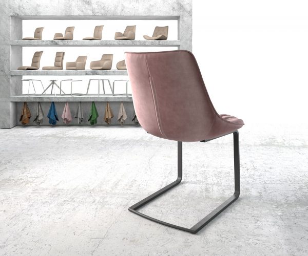 Jedálenská stolička Elda-Flex velvet pink konzolová podnož plochá čierna - Image 3