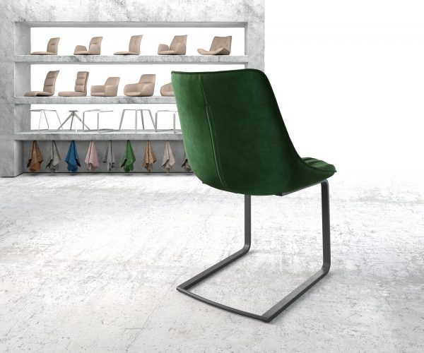 Jedálenská stolička Elda-Flex velvet green konzolová podnož plochá čierna - Image 3