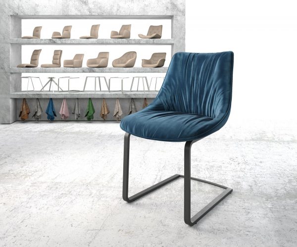 Jedálenská stolička Elda-Flex velvet blue konzolová základňa flat black