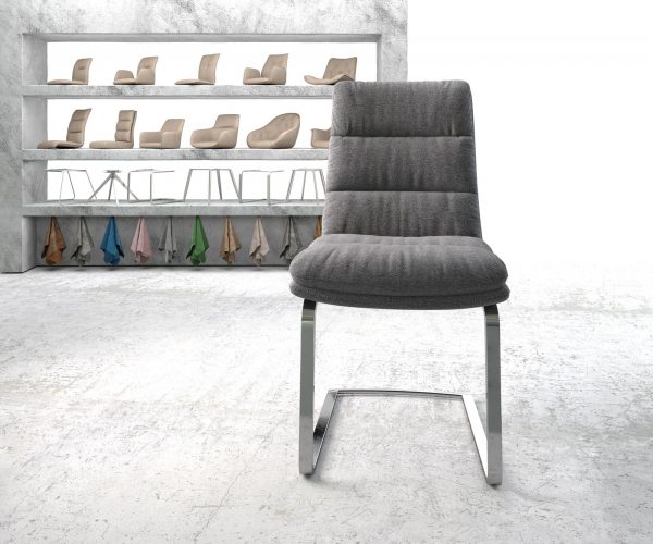 Otočná židle Abelia-Flex Textured Fabric Light Grey Cantilever Flat Chrome - Image 2