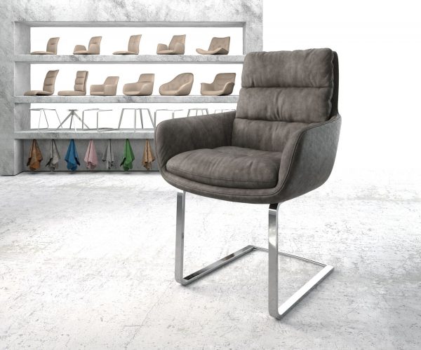 Jídelní židle Abelia-Flex s područkami antracit Vintage Cantilever Flat Chromovaná